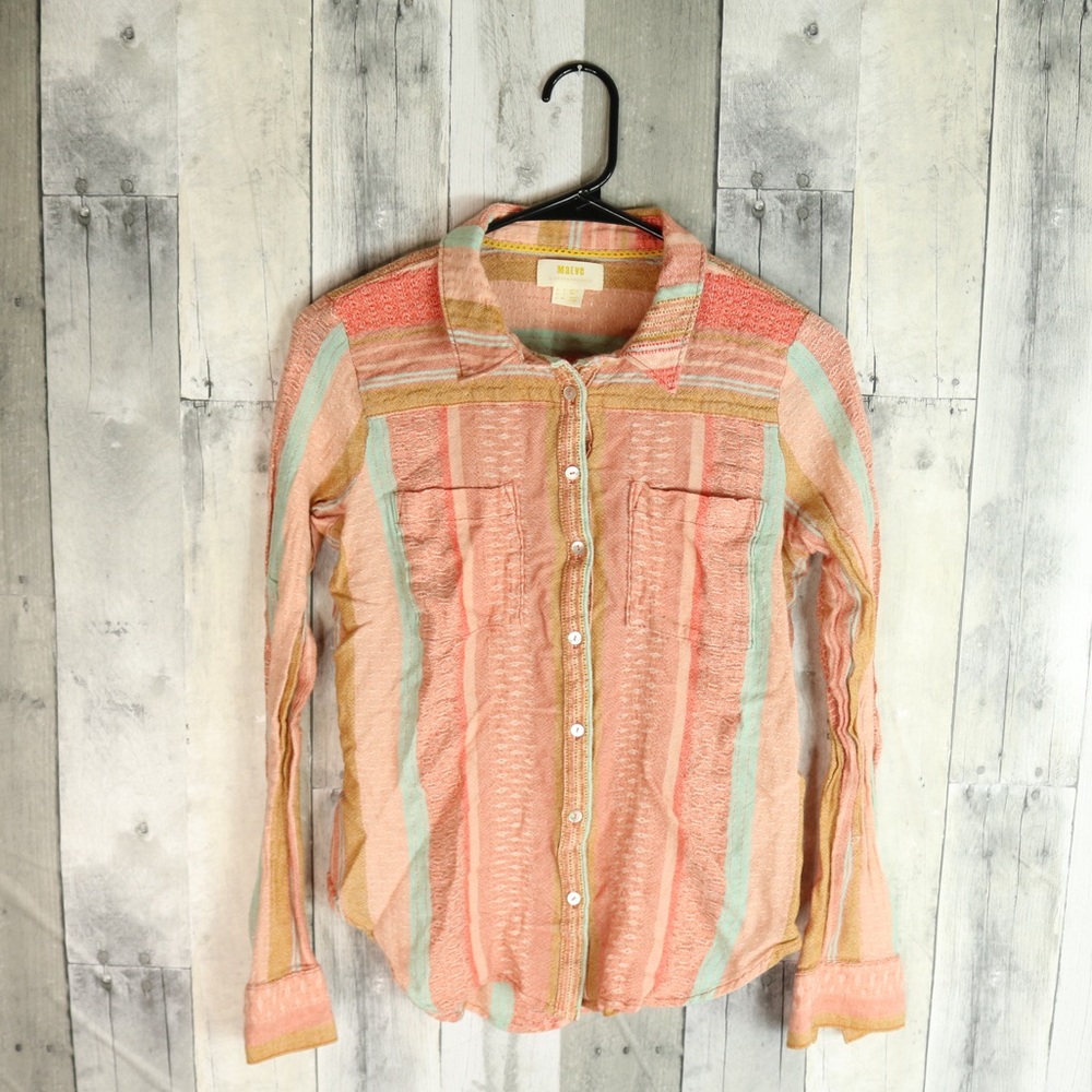 Anthropologie Multicolor Striped Button Down Shirt